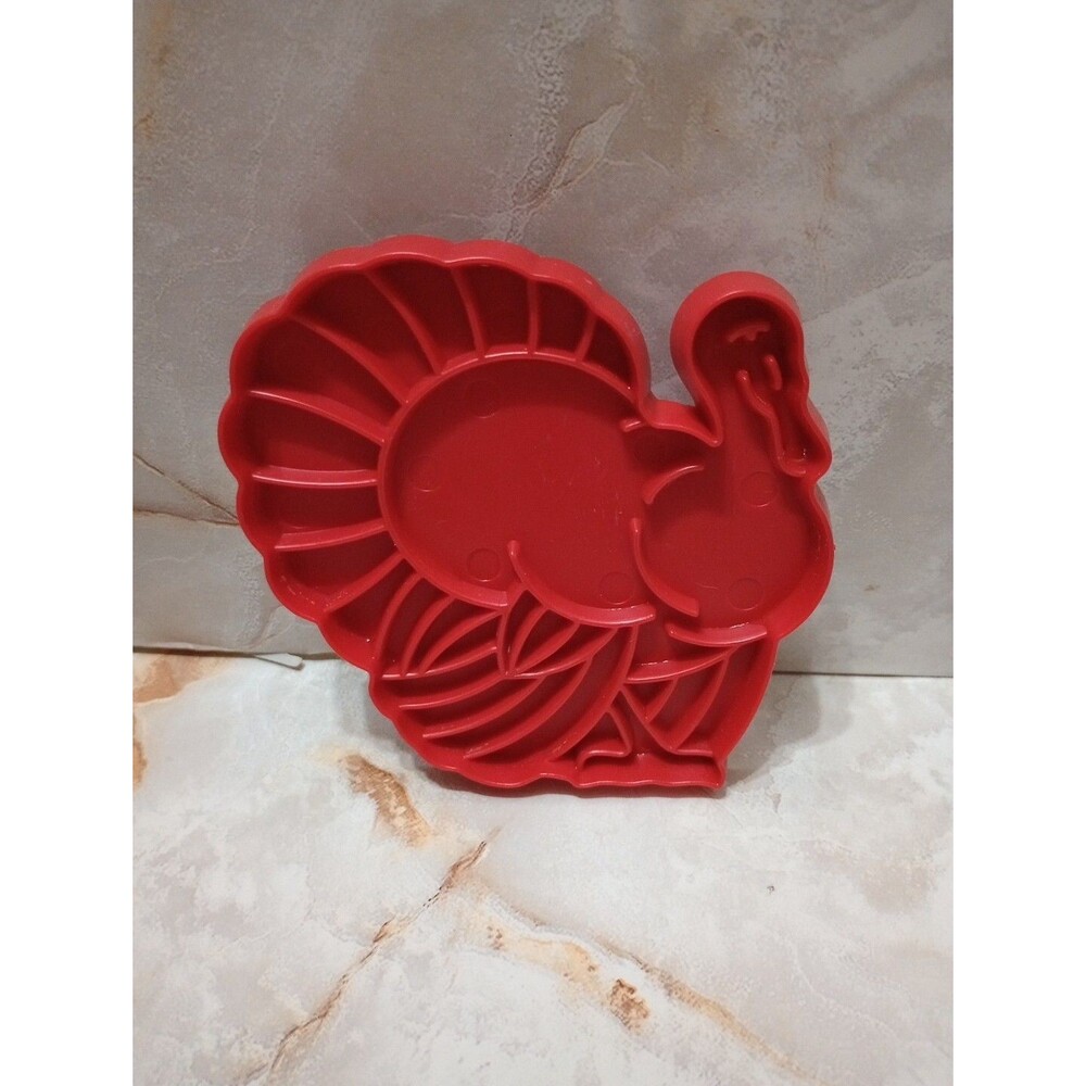 Tupperware Vintage Turkey Cookie Cutter, Red Plastic Thanksgiving/Fall